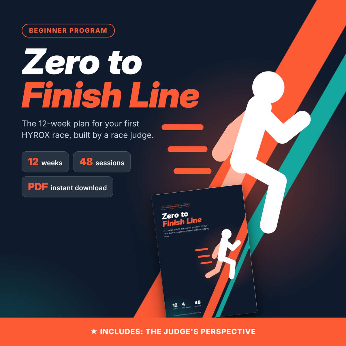 Zero to Finish Line | 12-Week Beginner Plan for Your First HYROX Race (English + Arabic PDF)