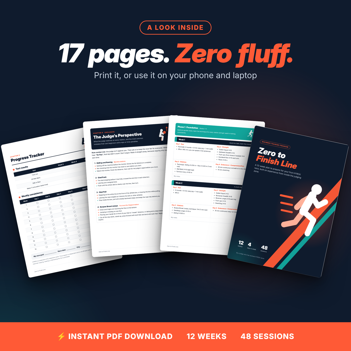 Zero to Finish Line | 12-Week Beginner Plan for Your First HYROX Race (English + Arabic PDF)